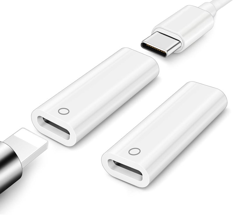 ASKUBSKU محول شاحن قلم رصاص لجهاز آبل قلم الجيل الأول، محول USB-C إلى Lightning لملحقات الشحن فقط لجهاز آيباد الجيل العاشر، محول USB-C إلى قلم رصاص الجيل الأول، عبوة 2 - Image 1
